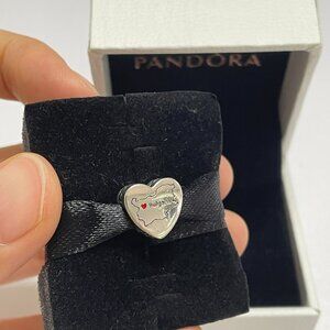 Pandora Bulgaria Map Dangle Charm,Heart Bead Charm Pendant